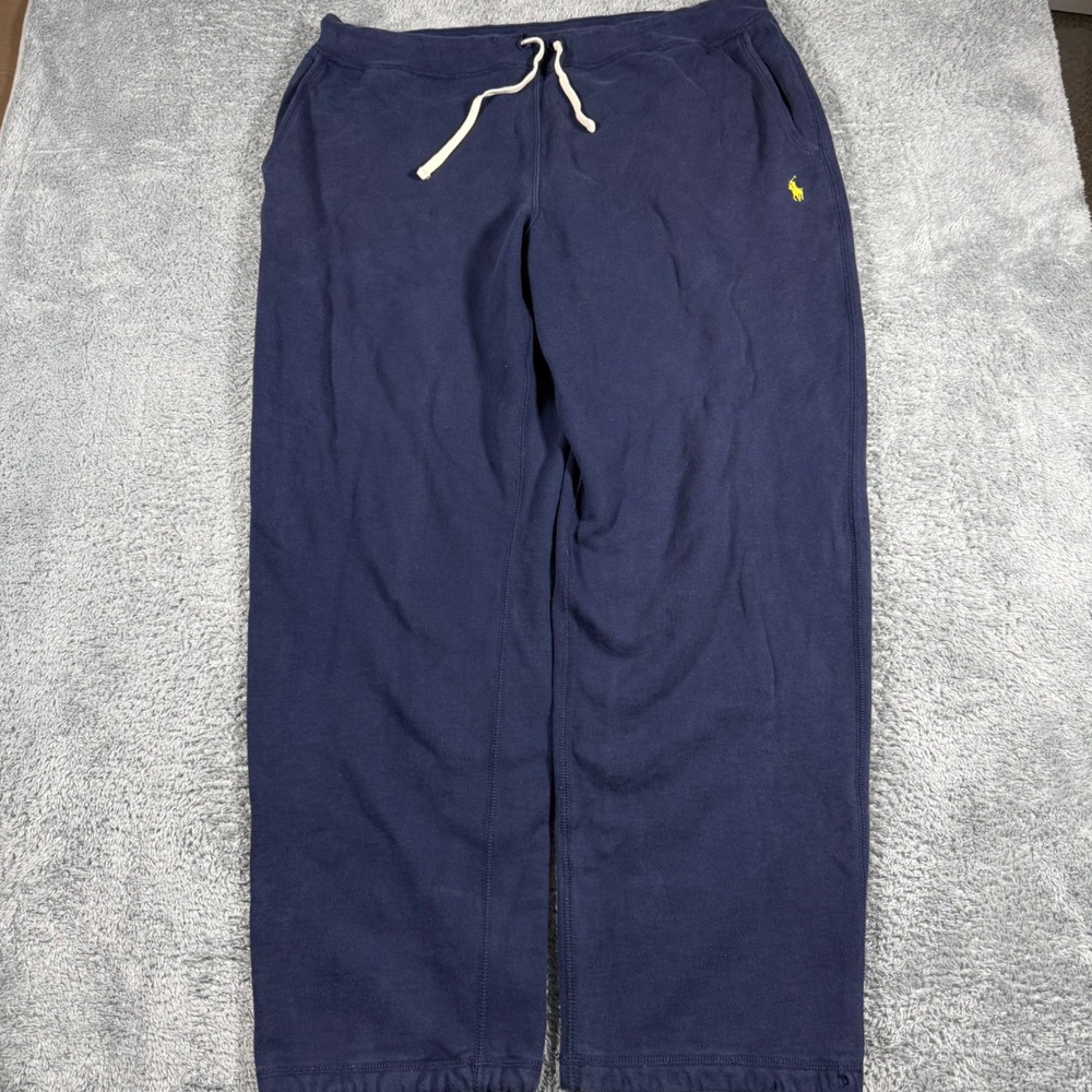 Polo Ralph‎ Lauren Navy Blue Thick Sweatpants Drawstrings Mens XLT Baggy Pony